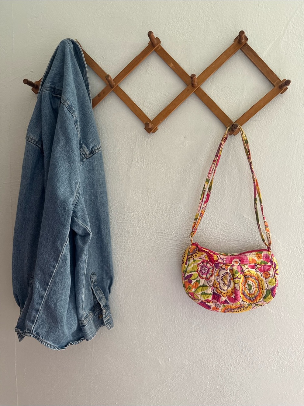 Quilted Floral Shoulder Bag in Pink and Yellow